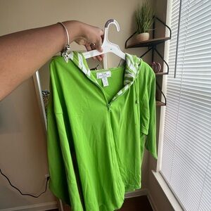 L.L. Bean Green Oversized Polo Button Down Shirt Y2K